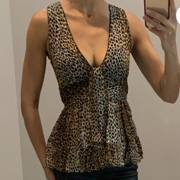 D&G Dolce&Gabbana 100% Silk Leopard Sheer Blouse Top Italian Size 42 - Picture 1 of 4